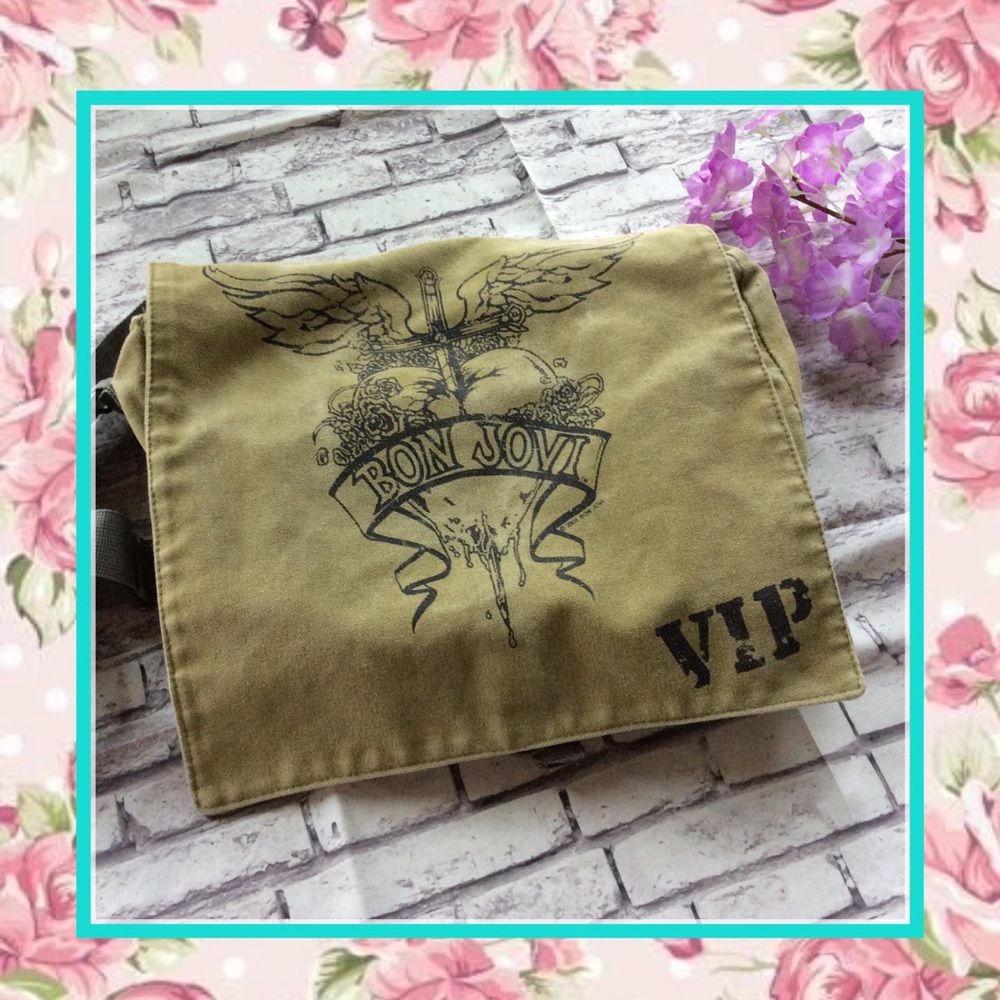 πΈ BON JOVI ARMY MESSENAGER CROSSBODY BAG VIP PUNK - Picture 1 of 8